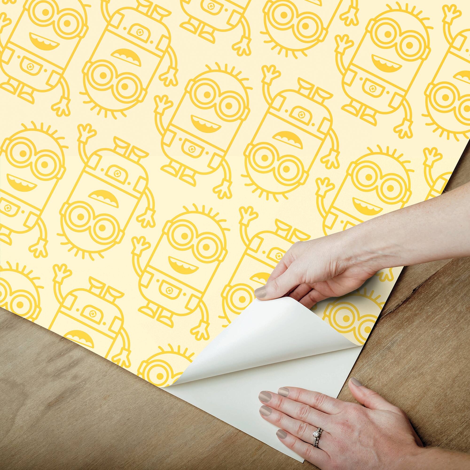 RoomMates Minions Line Art Yellow Peel & Stick Wallpaper